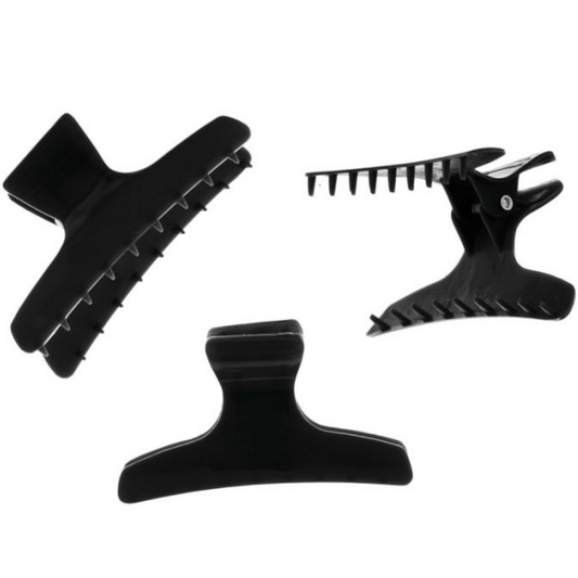 Hair Tools Butterfly Clamps Small Black x 12