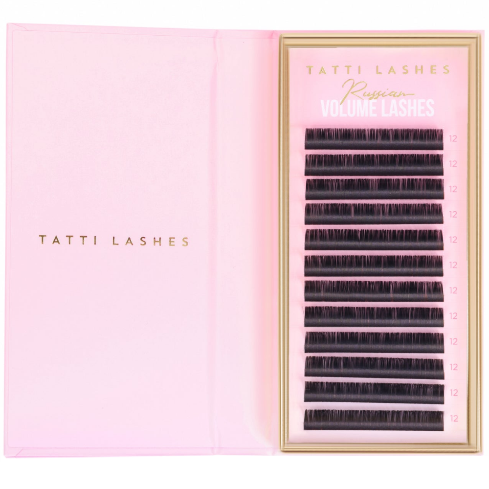 Tatti Lashes 12mm D Curl 0.05 Russian Volume Individual Lashes Black