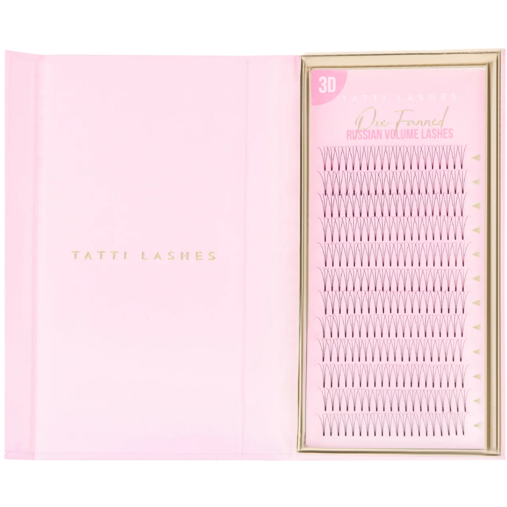 Tatti Lashes 9mm C Curl Pre-Fanned Russian Volume 3D Individual Lashes Black