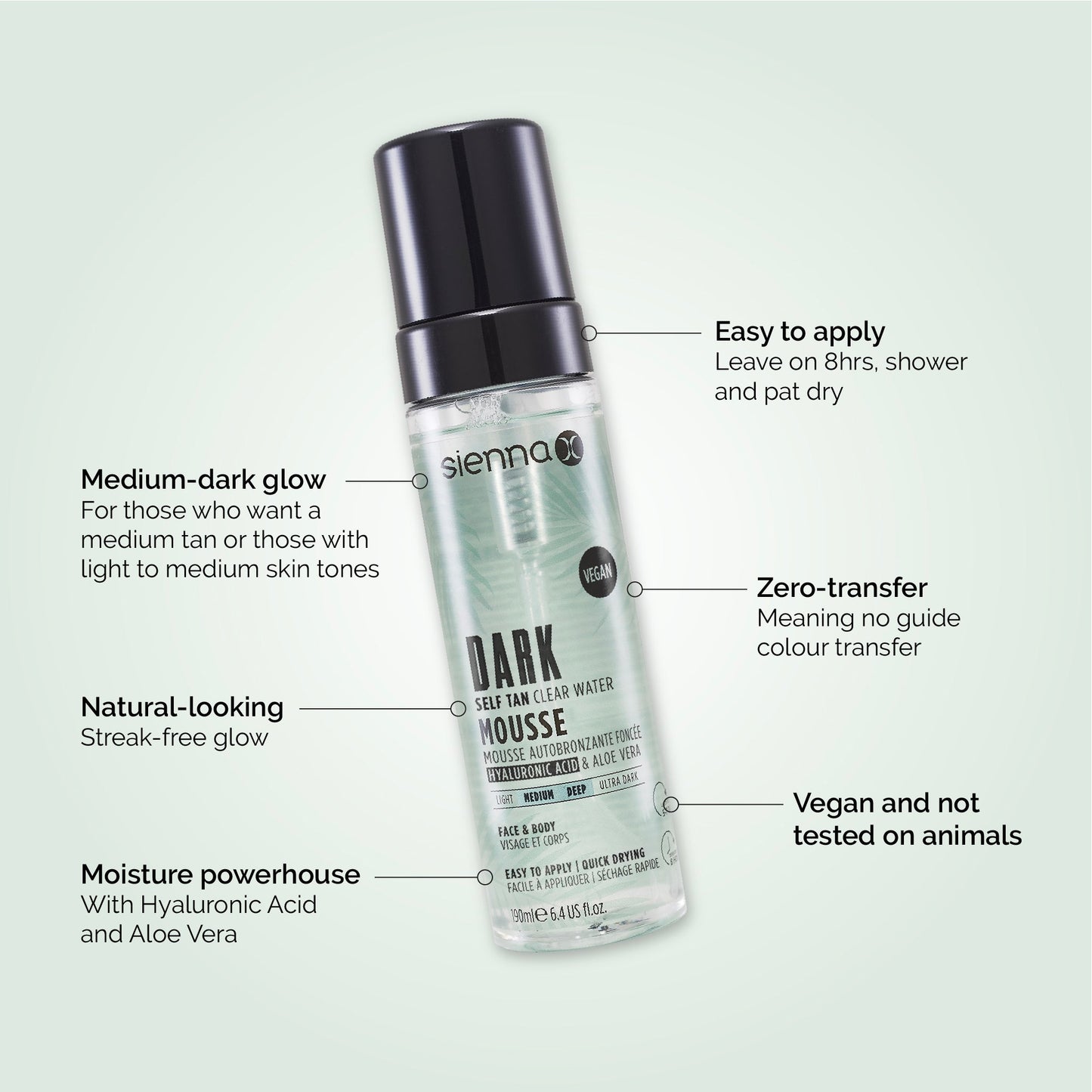 Sienna X Dark Self Tan Clear Water Mousse 190ml