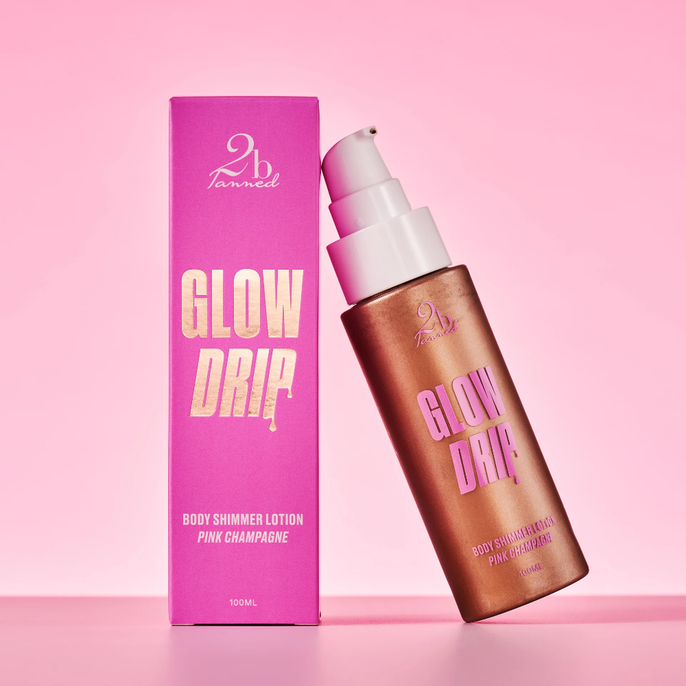 2BTanned Glow Drip Body Shimmer Lotion Pink Champagne 100ml
