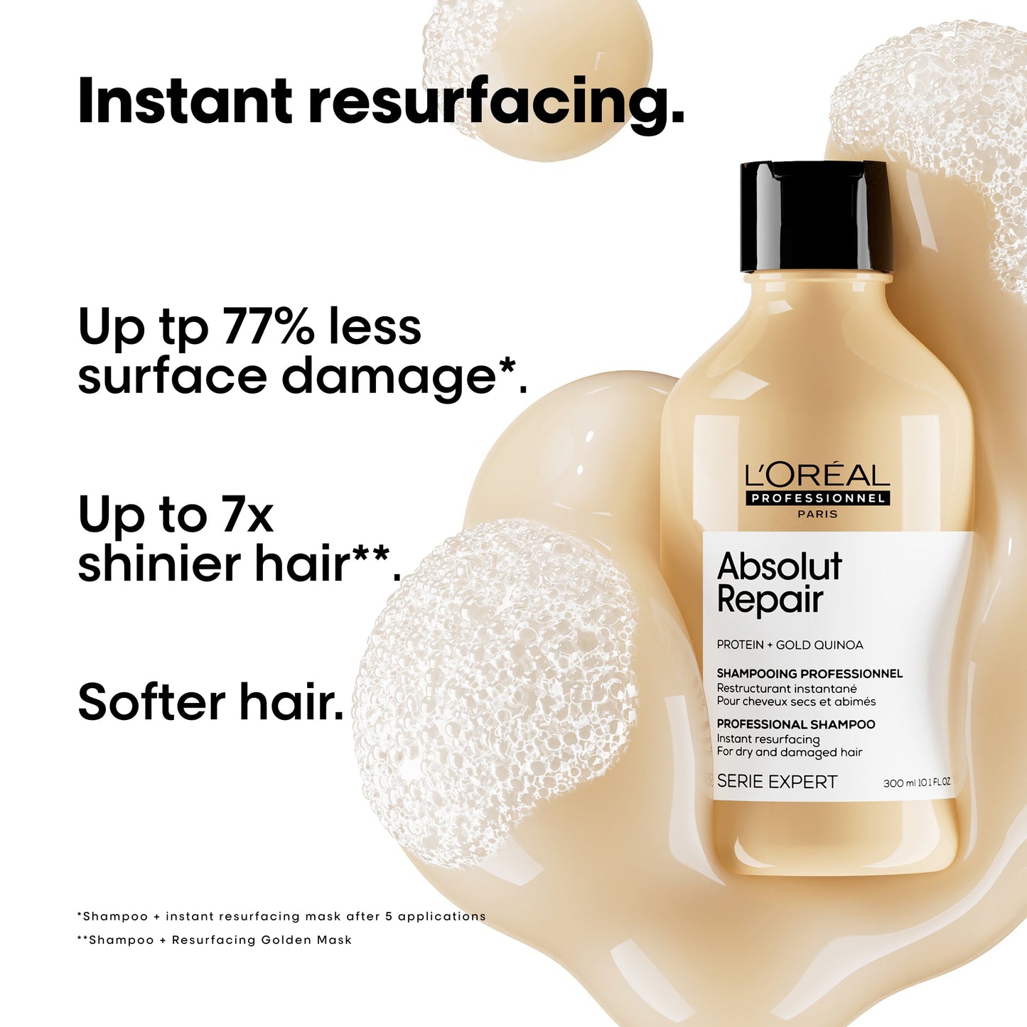L'Oreal Professionnel Serie Expert Absolut Repair Protein + Gold Quinoa Instant Resurfacing Shampoo 300ml