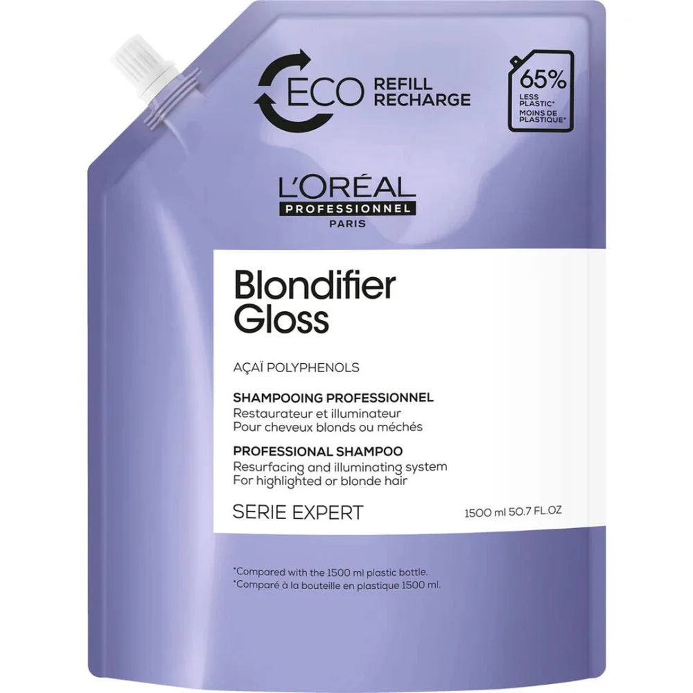 L'Oreal Professionnel Serie Expert Blondifier Gloss Resurfacing + Illuminating Shampoo Refill Pouch 1500ml