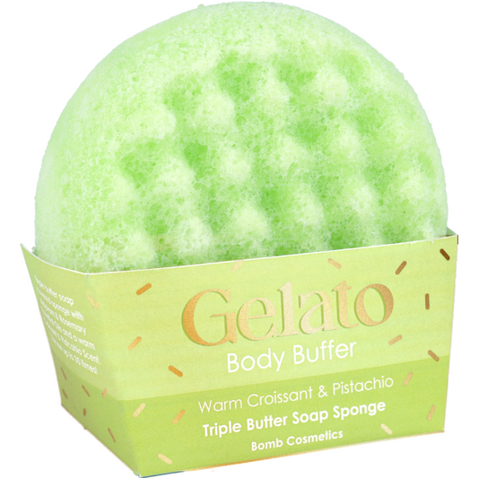 Bomb Cosmetics Warm Croissant & Pistachio Triple Butter Gelato Body Buffer Shower Sponge