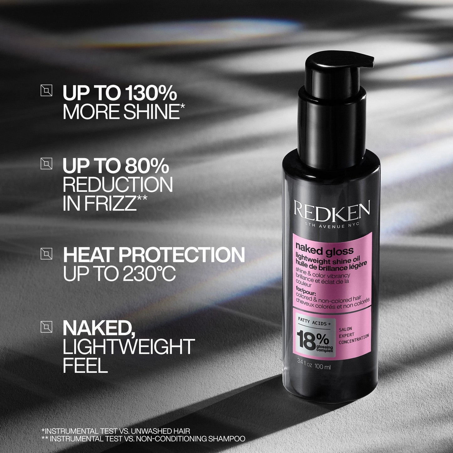 Redken Acidic Colour Gloss Shampoo 300ml, Conditioner 300ml & Naked Gloss Lightweight Hair Oil 100ml Trio