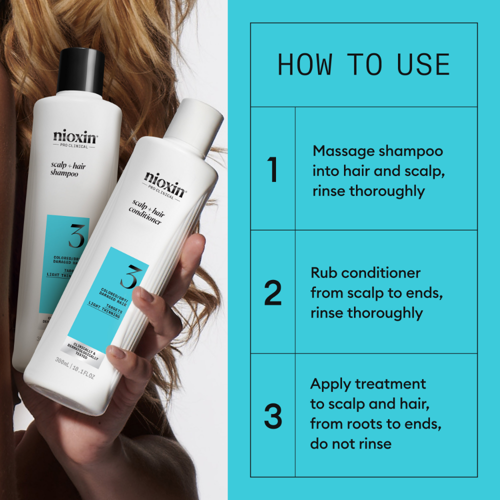 Nioxin System 3 Shampoo & Conditioner Twin for Coloured Hair with Light Thinning 2 x 1000ml