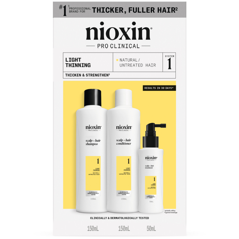 Nioxin System 1 Hair Starter Kit for Natural Hair with Light Thinning