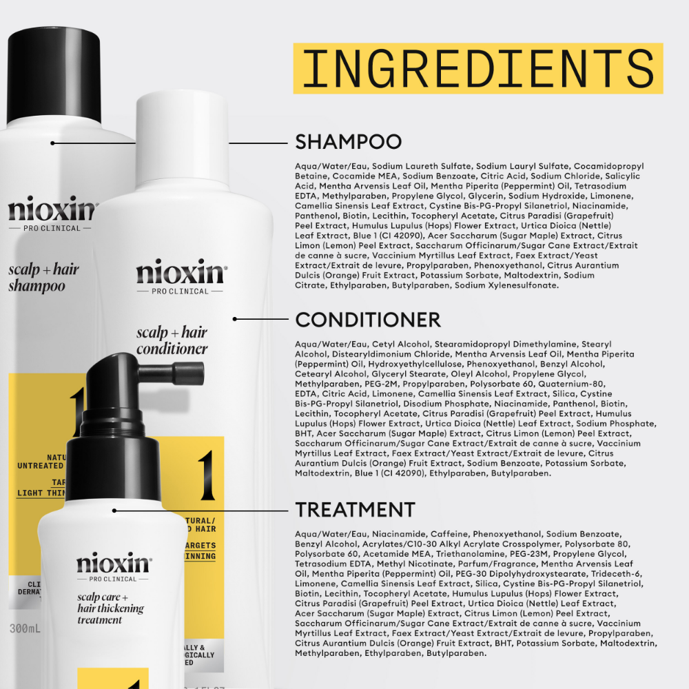Nioxin System 1 Hair Starter Kit for Natural Hair with Light Thinning
