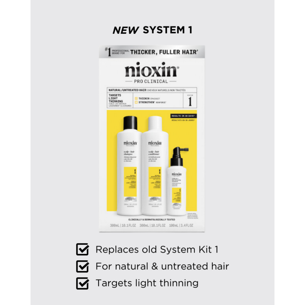 Nioxin System 1 Hair Starter Kit for Natural Hair with Light Thinning