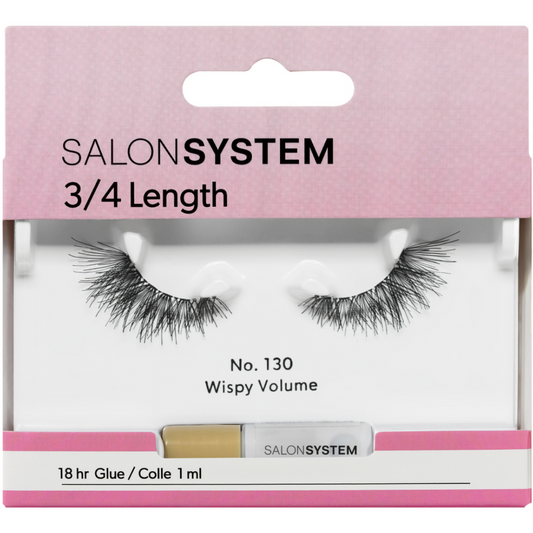 Salon System 3/4 Length Wispy Volume Strip Lashes Black 130