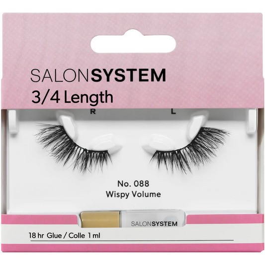 Salon System 3/4 Length Wispy Volume Strip Lashes Black 088