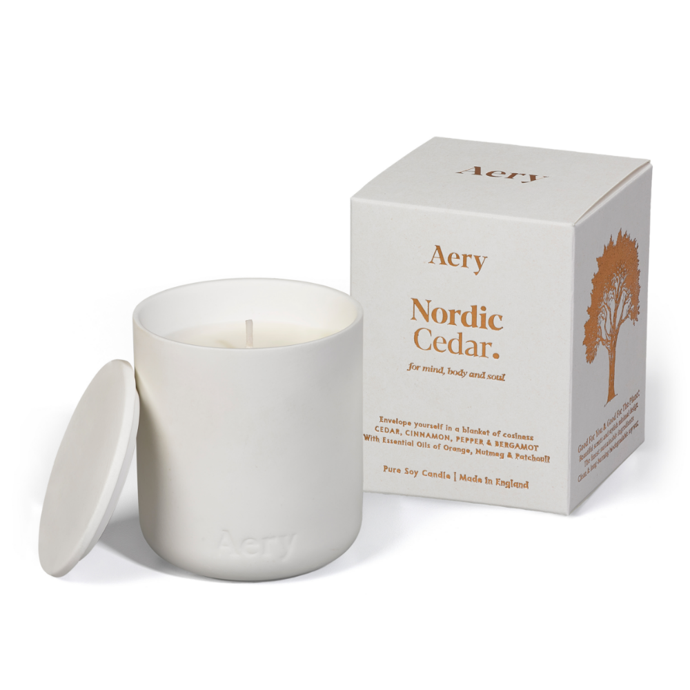 Aery Nordic Cedar Scented Clay Jar Candle 280g