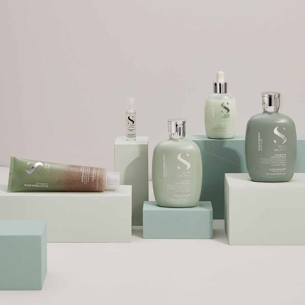 Alfaparf Milano Semi Di Lino Scalp Rebalance Purifying Low Shampoo 250ml & Exfoliating Scrub 150ml Twin
