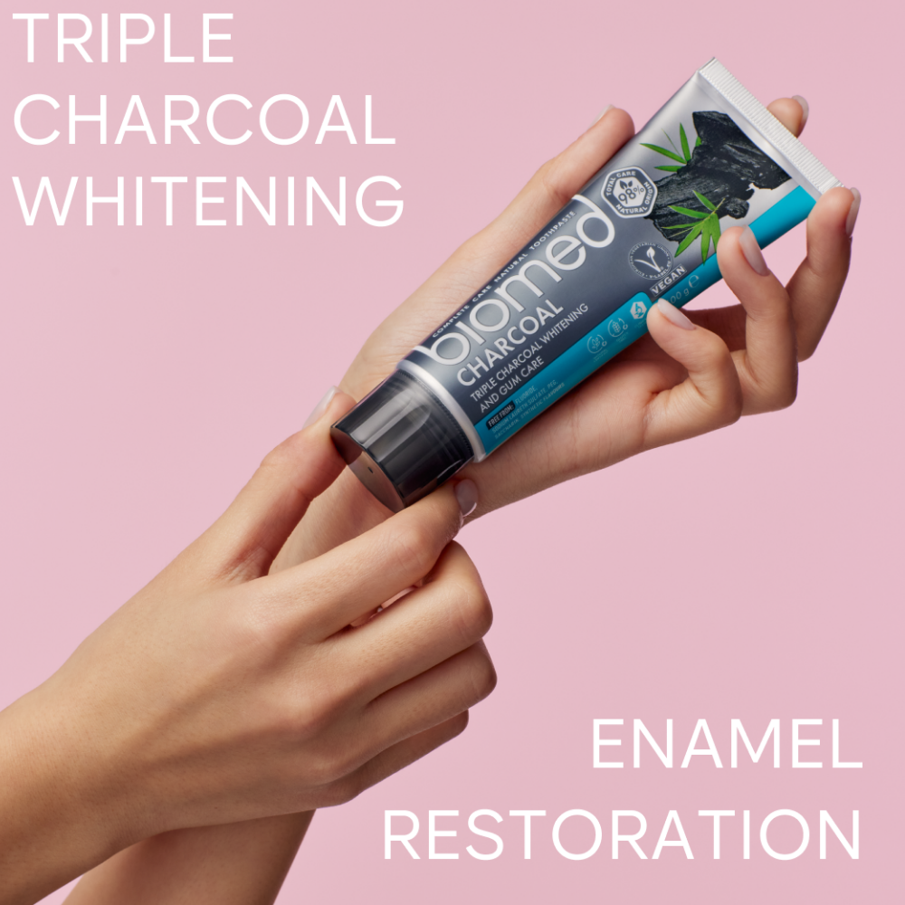 Biomed Charcoal 98% Natural Triple Charcoal Whitening & Gum Care Toothpaste 100g