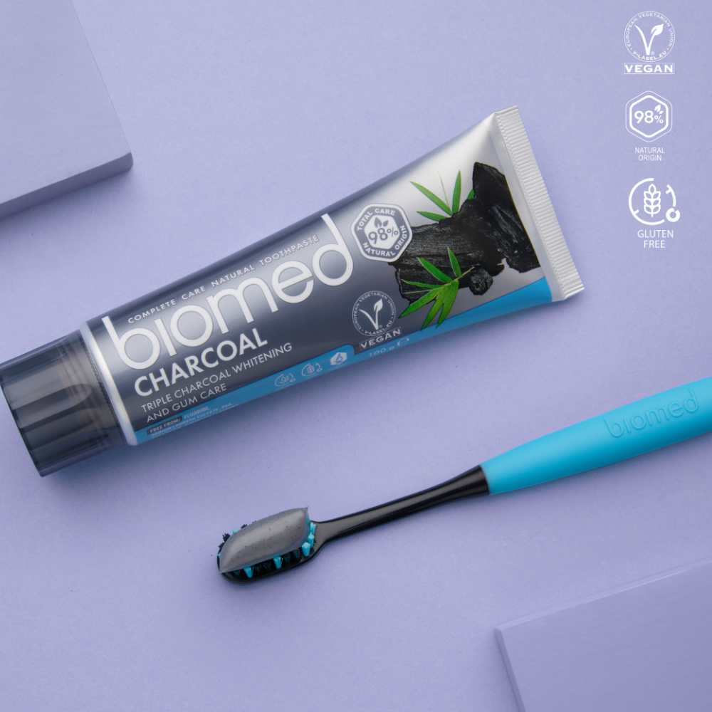 Biomed Charcoal 98% Natural Triple Charcoal Whitening & Gum Care Toothpaste 100g
