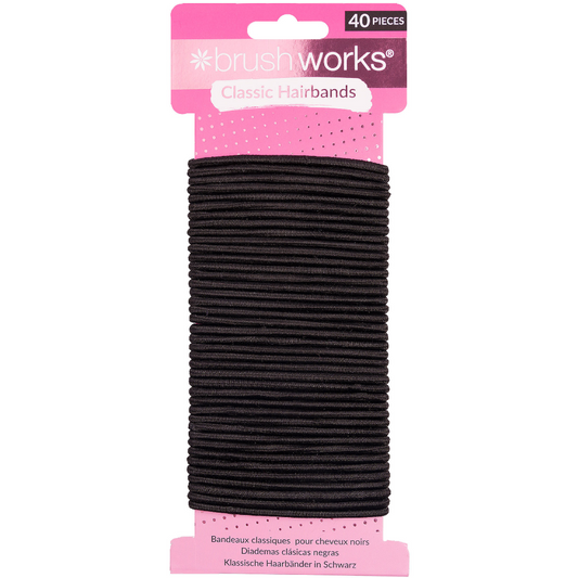Brushworks Classic Black Hairbands Pack of 40