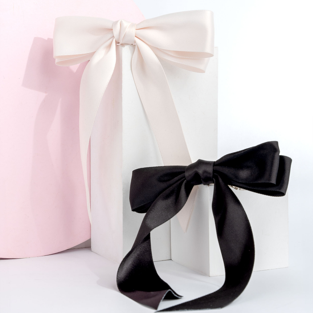 Brushworks Black & White Satin Hair Bow Duo