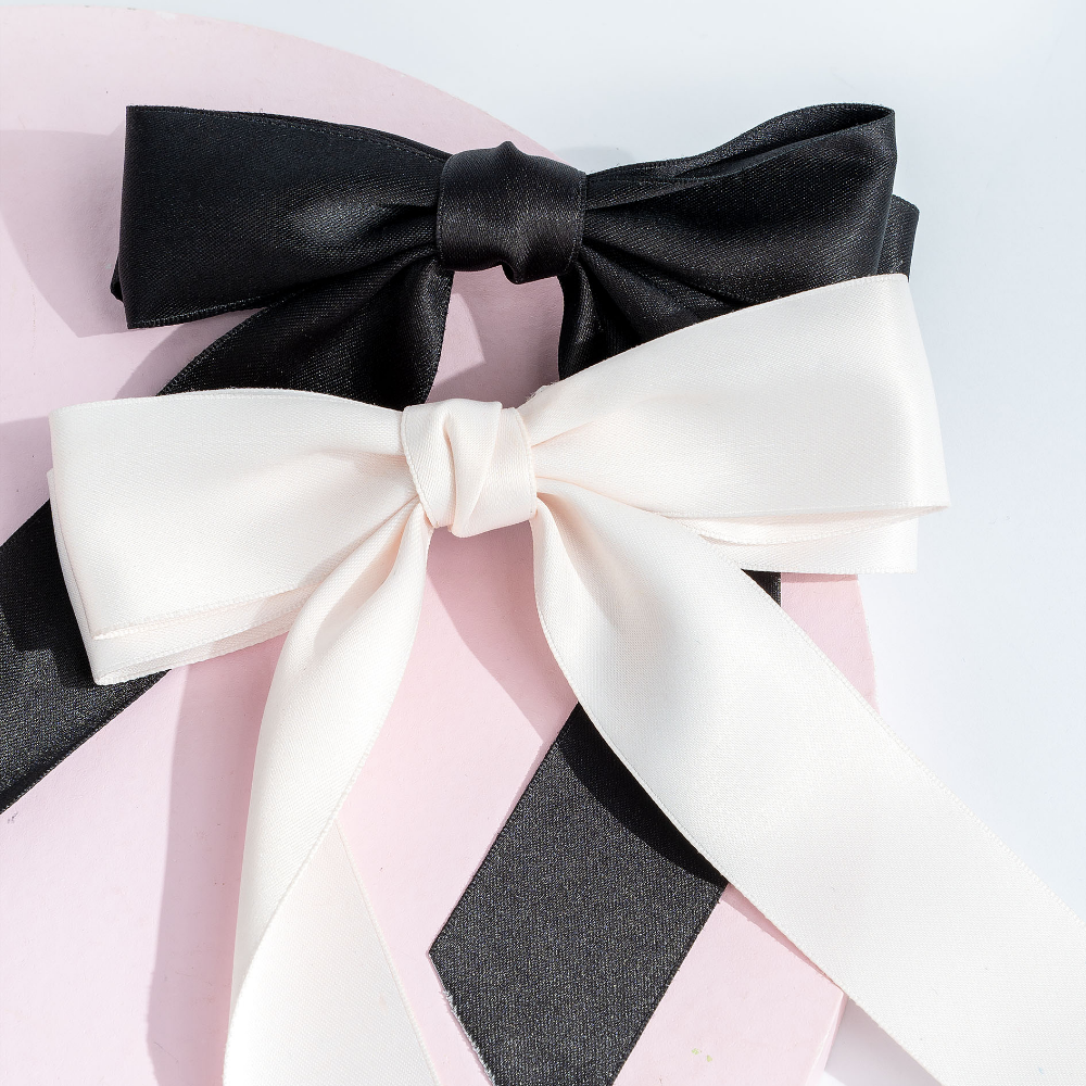 Brushworks Black & White Satin Hair Bow Duo