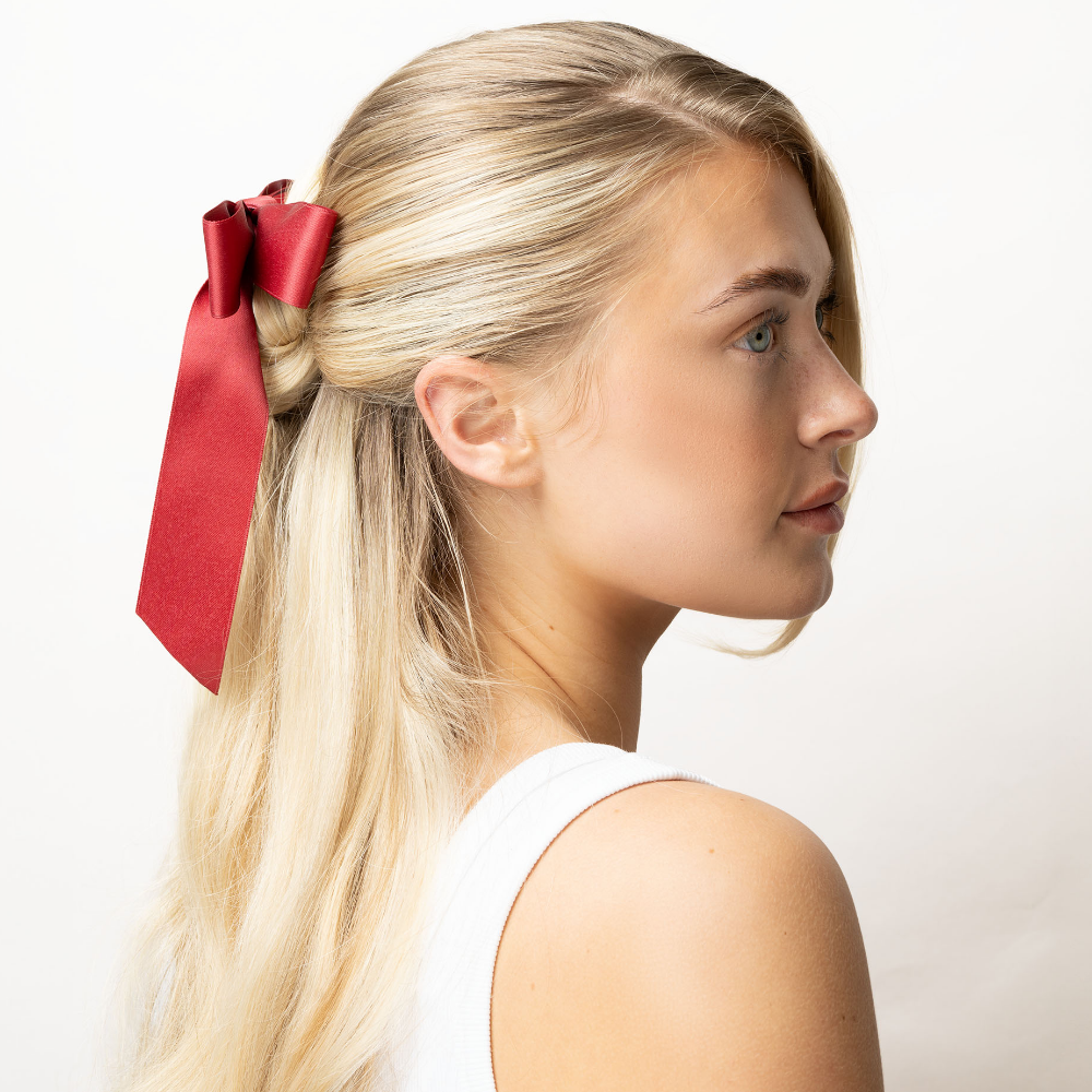 Brushworks Red & Black Satin Hair Bow Duo