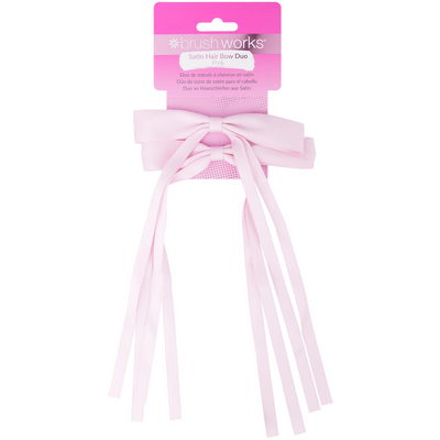 Brushworks Pink Satin Hair Bow Duo