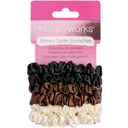 Brushworks Assorted Skinny Satin Scrunchies Pack of 6