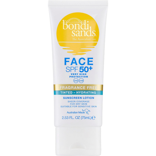 Bondi Sands Tinted Hydrating Face Sunscreen Lotion Fragrance-Free SPF50+ 75ml