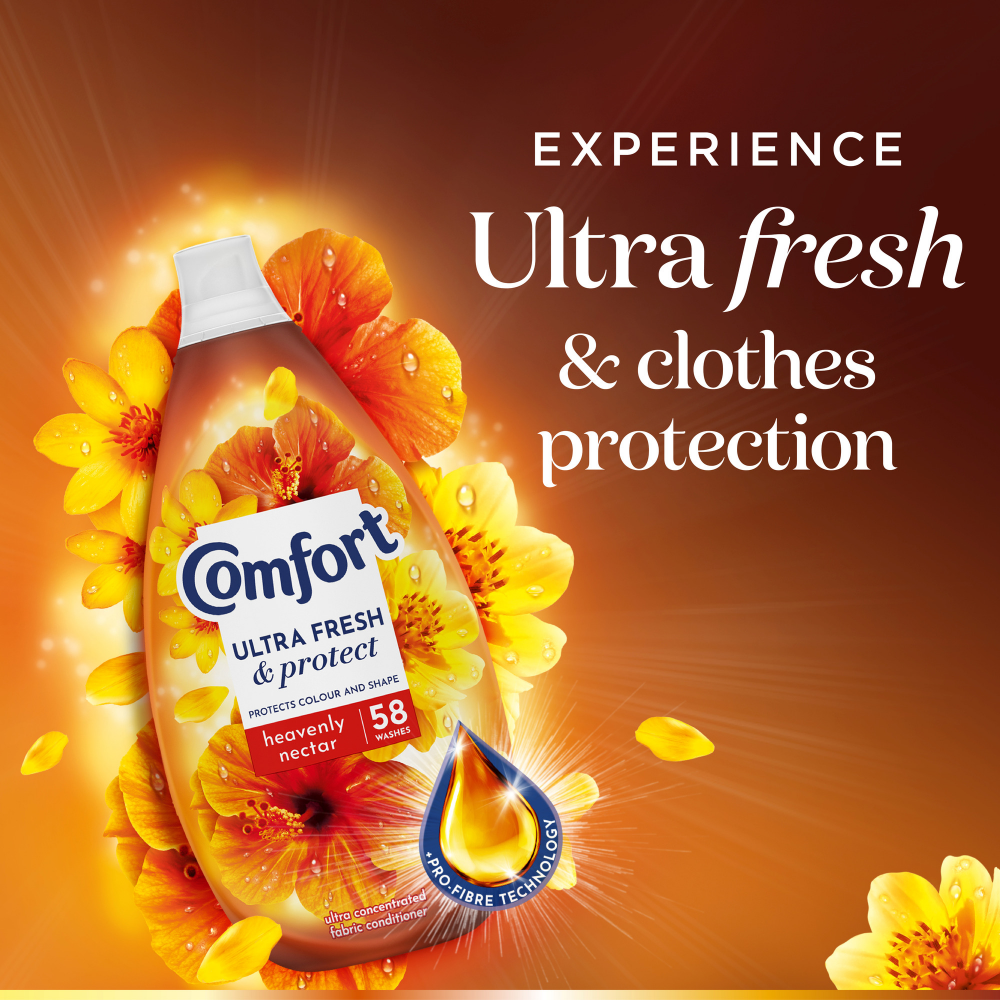 Comfort Ultra Fresh & Protect Heavenly Nectar Fabric Conditioner 58 Washes 870ml