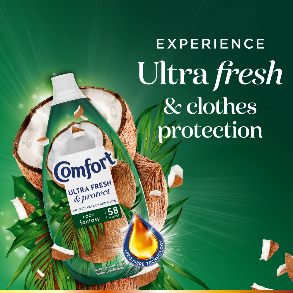 Comfort Ultra Fresh & Protect Coco Fantasy Fabric Conditioner 58 Washes 870ml