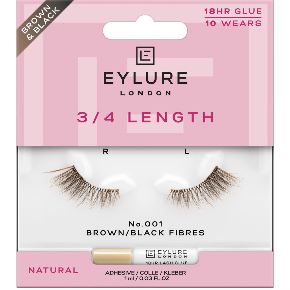 Eylure 3/4 Length 001 Natural Strip Lashes Brown/Black