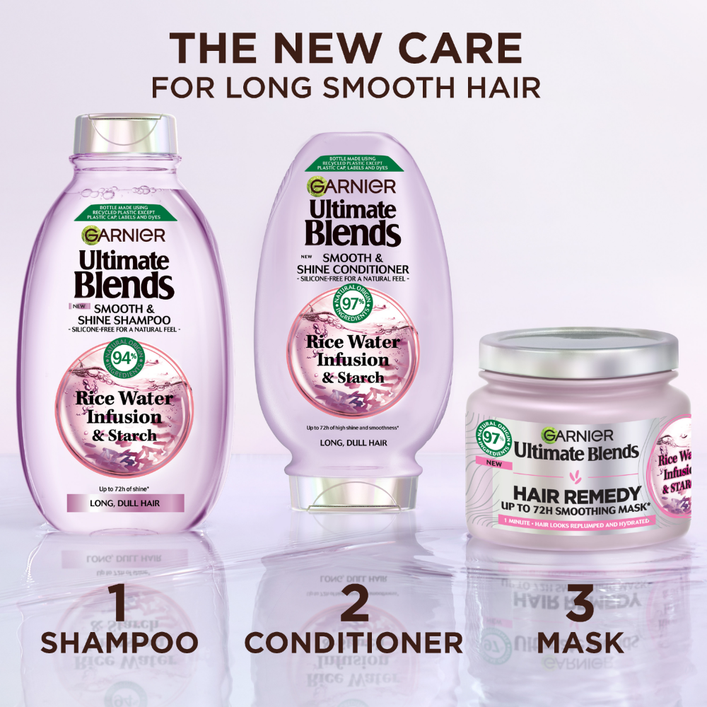 Garnier Ultimate Blends Rice Water Infusion Hair Remedy 72H Smooth & Shine Hair Mask 340ml