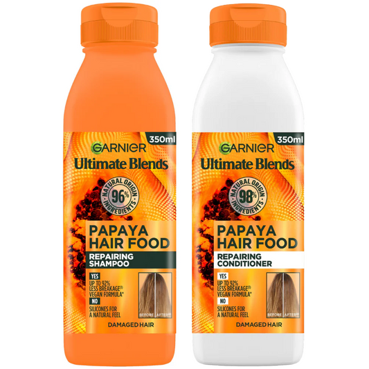 Garnier Ultimate Blends Papaya Hair Food Repairing Shampoo & Conditioner Twin 2 x 350ml