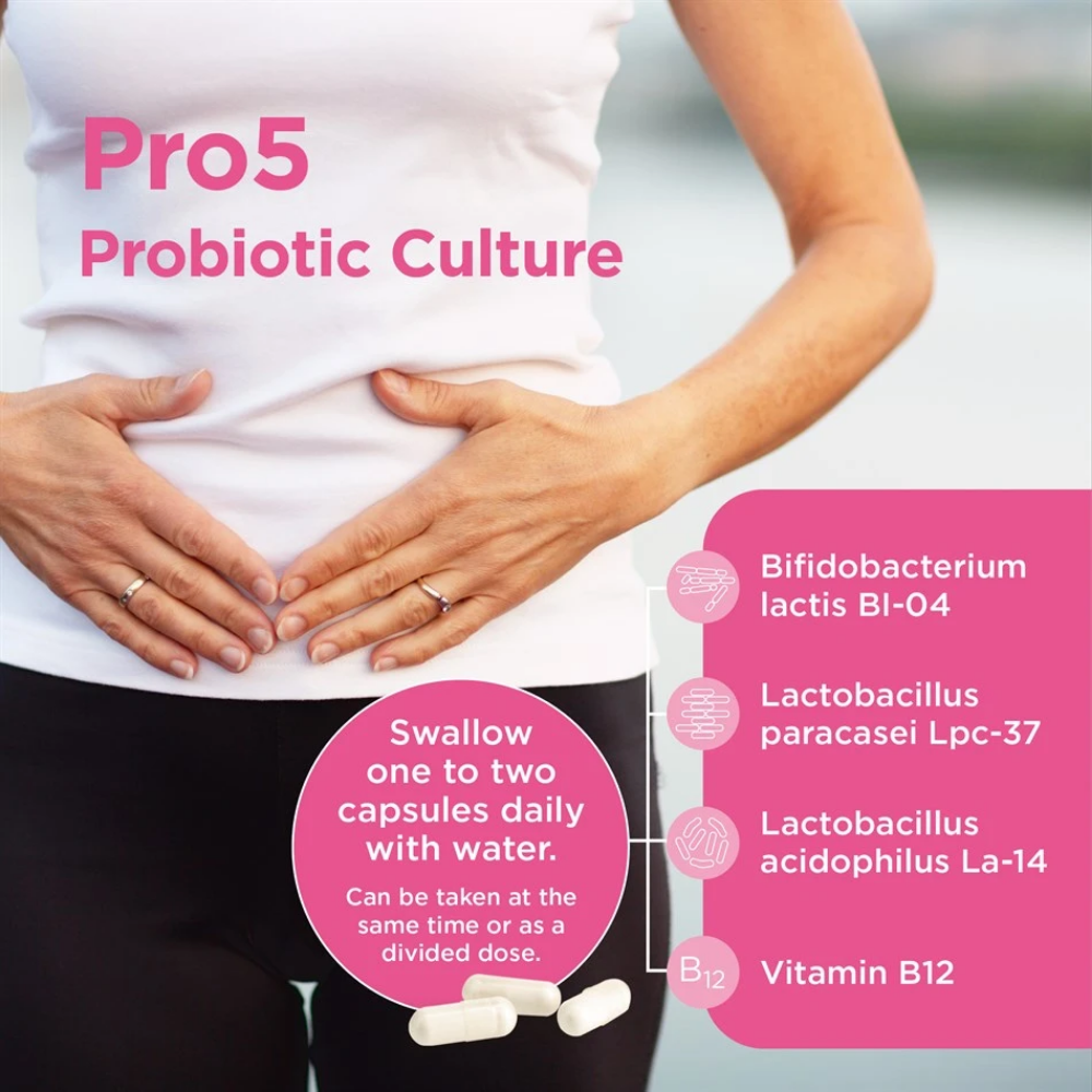 Healthspan Pro 5 Probiotic with 5 Billion Live Pro Cultures & Vitamin B12 for Immunity Support 60 Capsules