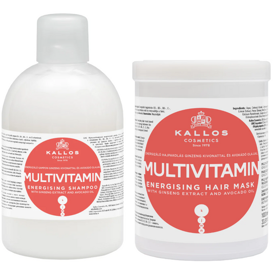 Kallos Cosmetics Multivitamin Energising Shampoo & Hair Mask Twin 2 x 1000ml