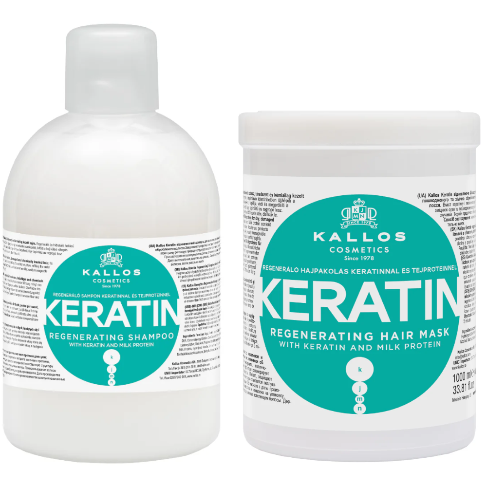 Kallos Cosmetics Keratin Regenerating Shampoo & Hair Mask Twin 2 x 1000ml