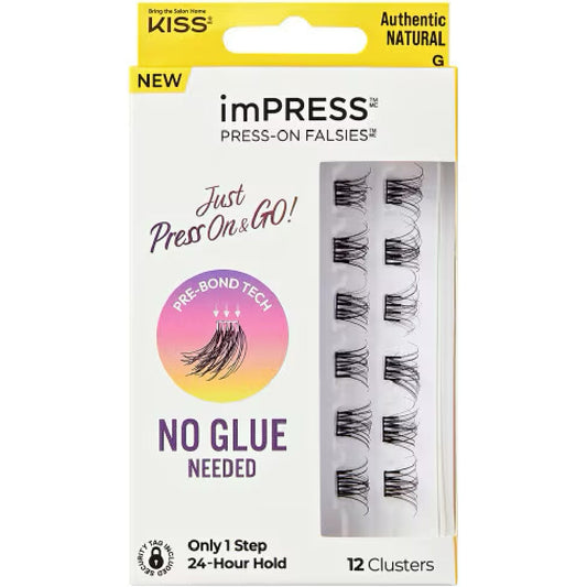Kiss imPress Press-On Falsies Individual Lashes Black Authentic 12 Clusters