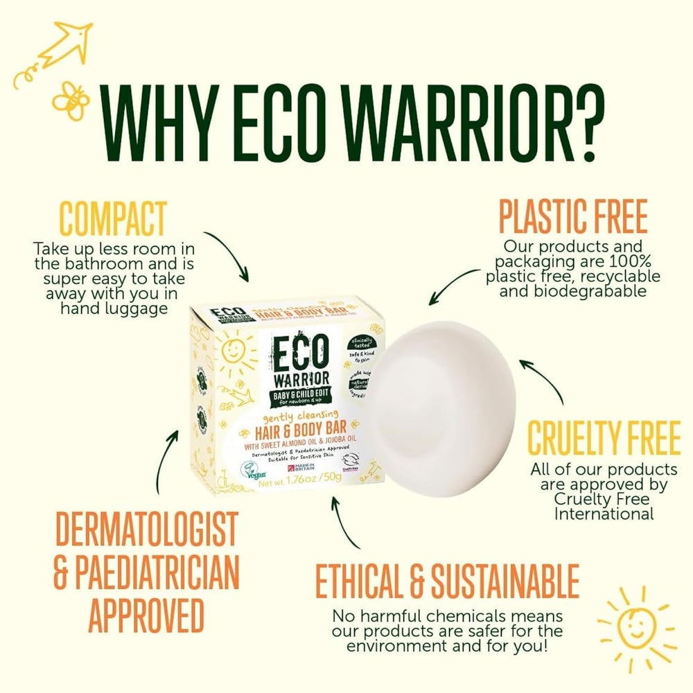 Eco Warrior Baby & Child Gently Cleansing Hair & Body Bar 50g