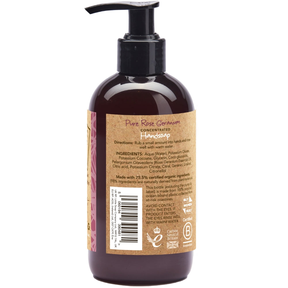 Little Soap Company Organic Hand Soap Pure Rose Geranium 250ml