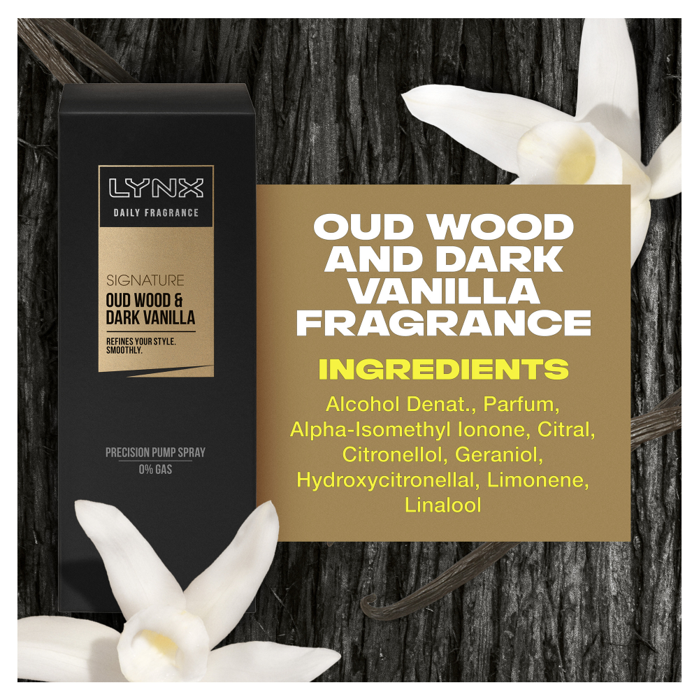 Lynx Signature Daily Fragrance Oudwood & Dark Vanilla Precision Deodorant Pump Spray 100ml