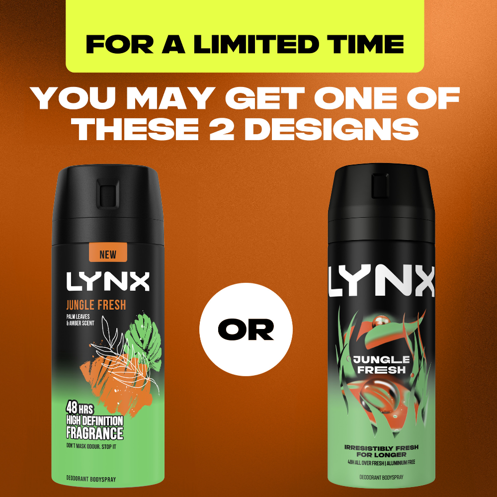 Lynx Jungle Fresh 48h Palm Leaves & Amber Deodorant Body Spray 150ml