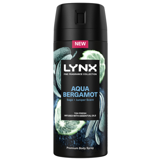 Lynx Fine Fragrance 72h Aqua Bergamot Sage & Juniper Premium Deodorant Body Spray 150ml