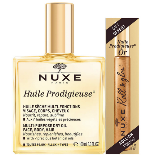Nuxe Huile Prodigieuse Multi-Purpose Dry Oil 100ml + Roll & Glow Oil 8ml Duo