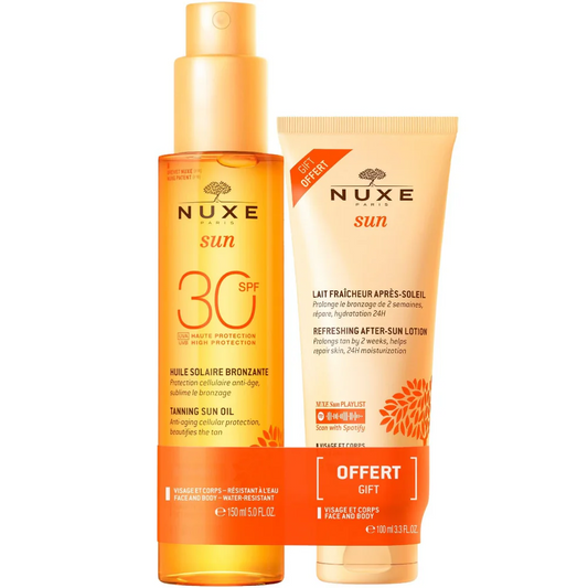 Nuxe Tanning Oil Spray SPF30 150ml & Refreshing After Sun Lotion 100ml Duo
