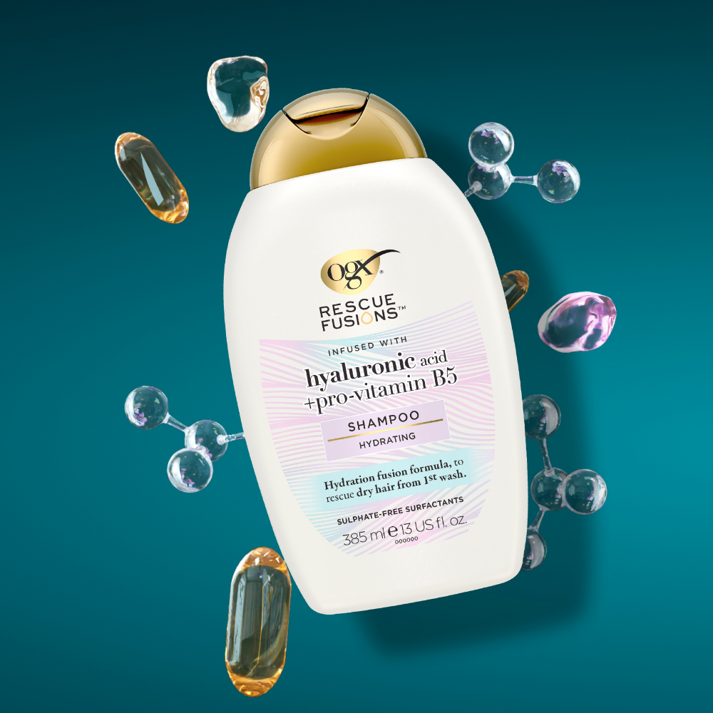 OGX Rescue Fusions Hyaluronic Acid & Pro-Vitamin B5 Hydrating Shampoo 385ml