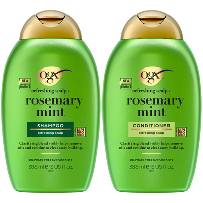OGX Refreshing Strength+ Clarifying Rosemary & Mint Shampoo & Conditioner Twin 2 x 385ml