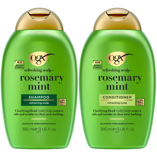 OGX Refreshing Strength+ Clarifying Rosemary & Mint Shampoo & Conditioner Twin 2 x 385ml