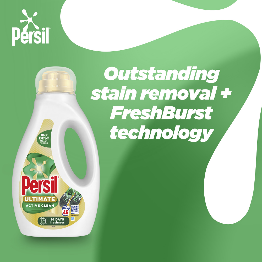 Persil Ultimate Active Clean Bio Liquid Laundry Washing Detergent 46 Washes 1242ml