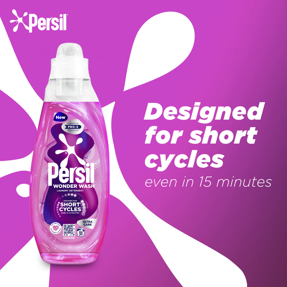 Persil Wonder Wash Ultra Care Bio Liquid Laundry Washing Detergent 31 Washes 837ml