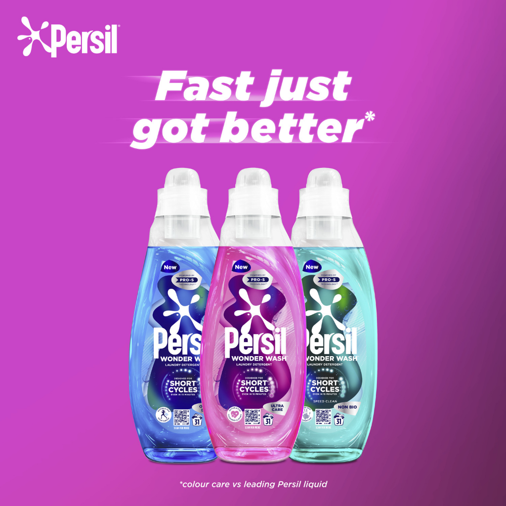 Persil Wonder Wash Ultra Care Bio Liquid Laundry Washing Detergent 31 Washes 837ml