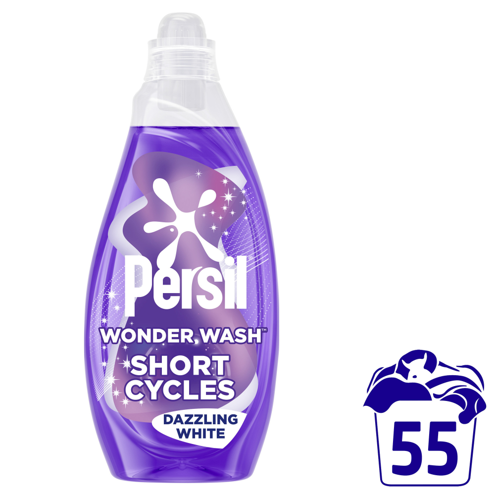 Persil Wonder Wash Dazzling White Bio Liquid Laundry Detergent 55 Washes 1485ml