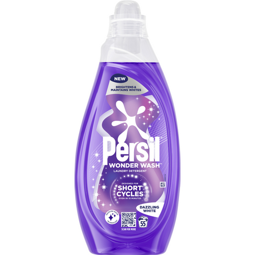 Persil Wonder Wash Dazzling White Bio Liquid Laundry Detergent 55 Washes 1485ml